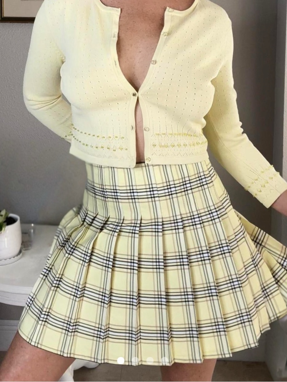 Nobo Pleated Yellow Plaid Mini Skirt- juniors size XL